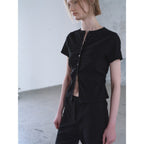 kuho plus ButtonUp Crease Top Black (KE6340M025)