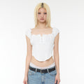 ROCKCAKE Curve Line Corset Blouse - White
