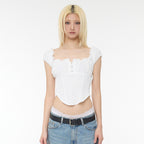 ROCKCAKE Curve Line Corset Blouse - White