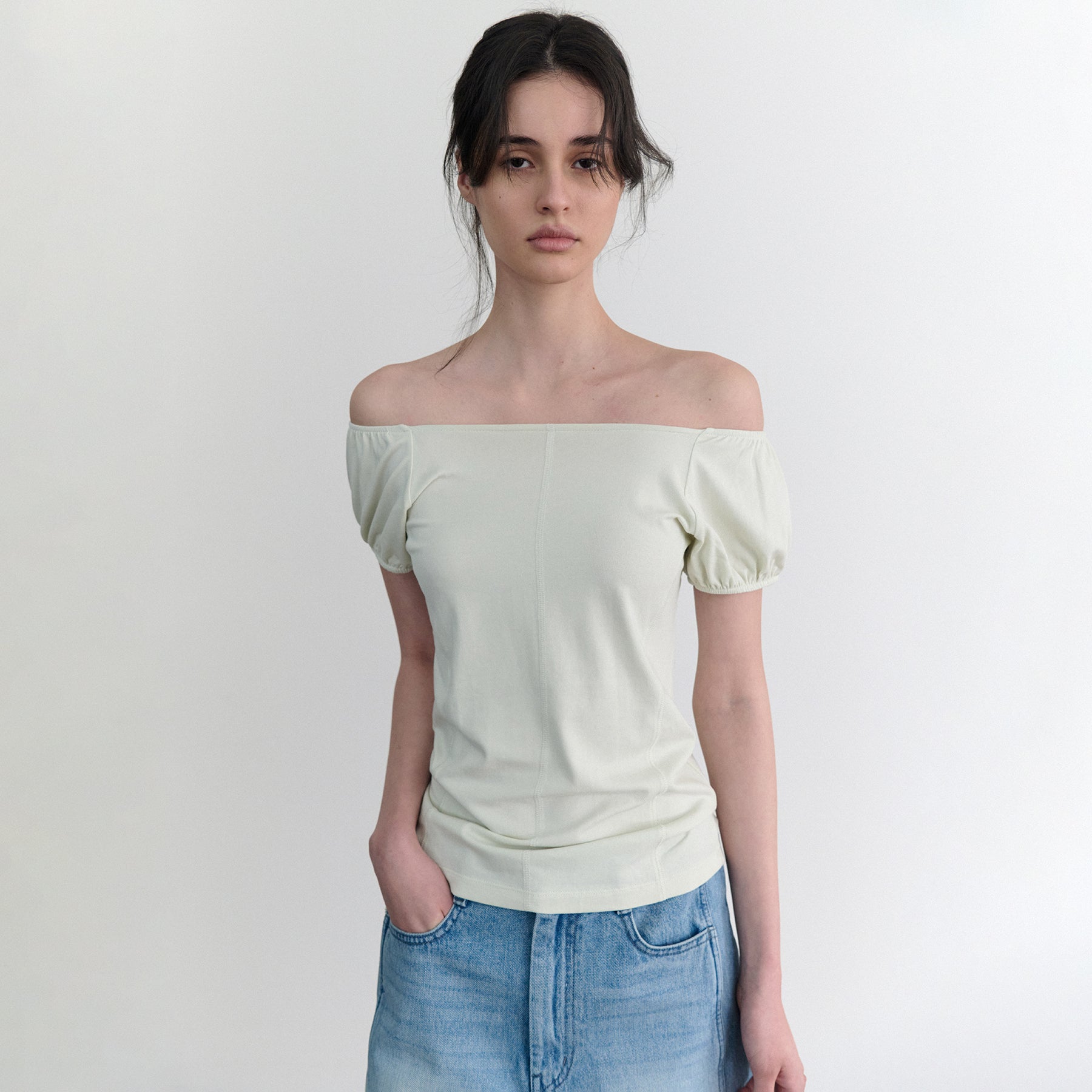 ANDNEEDS Lucy cap sleeve tee (lime)