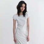 ANDNEEDS Pebble lace scoop tee (white)