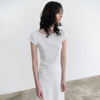 ANDNEEDS Pebble lace scoop tee (white)