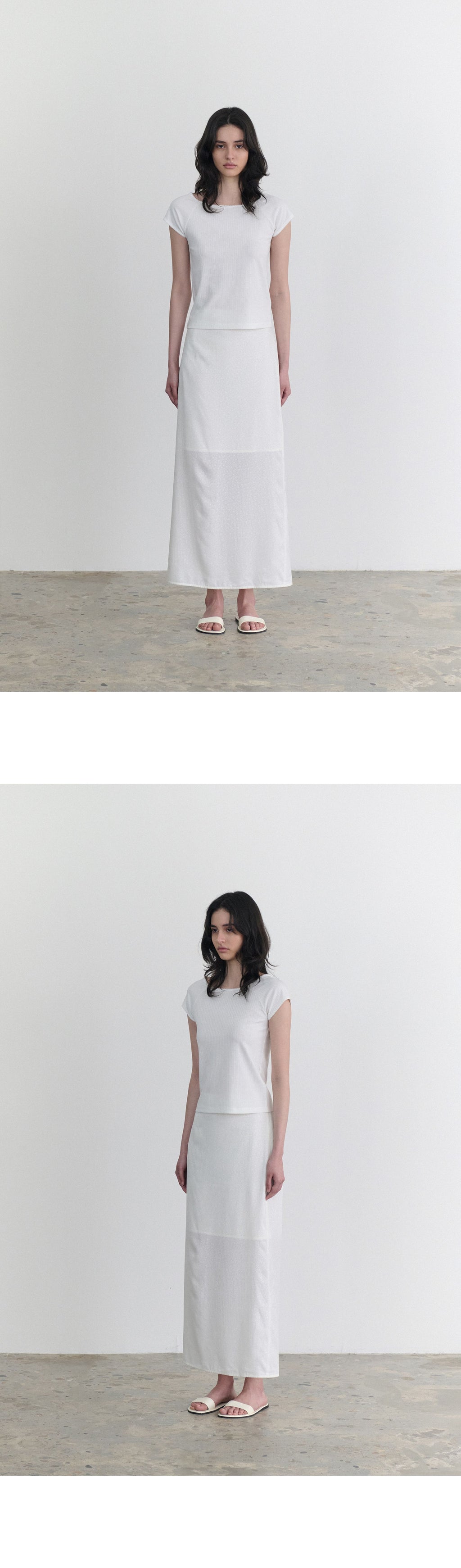 ANDNEEDS Pebble lace scoop tee (white)