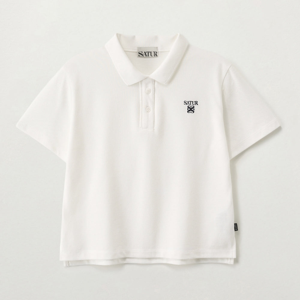 SATUR (W) Lauren Pique Polo Short Sleeve T-Shirt White