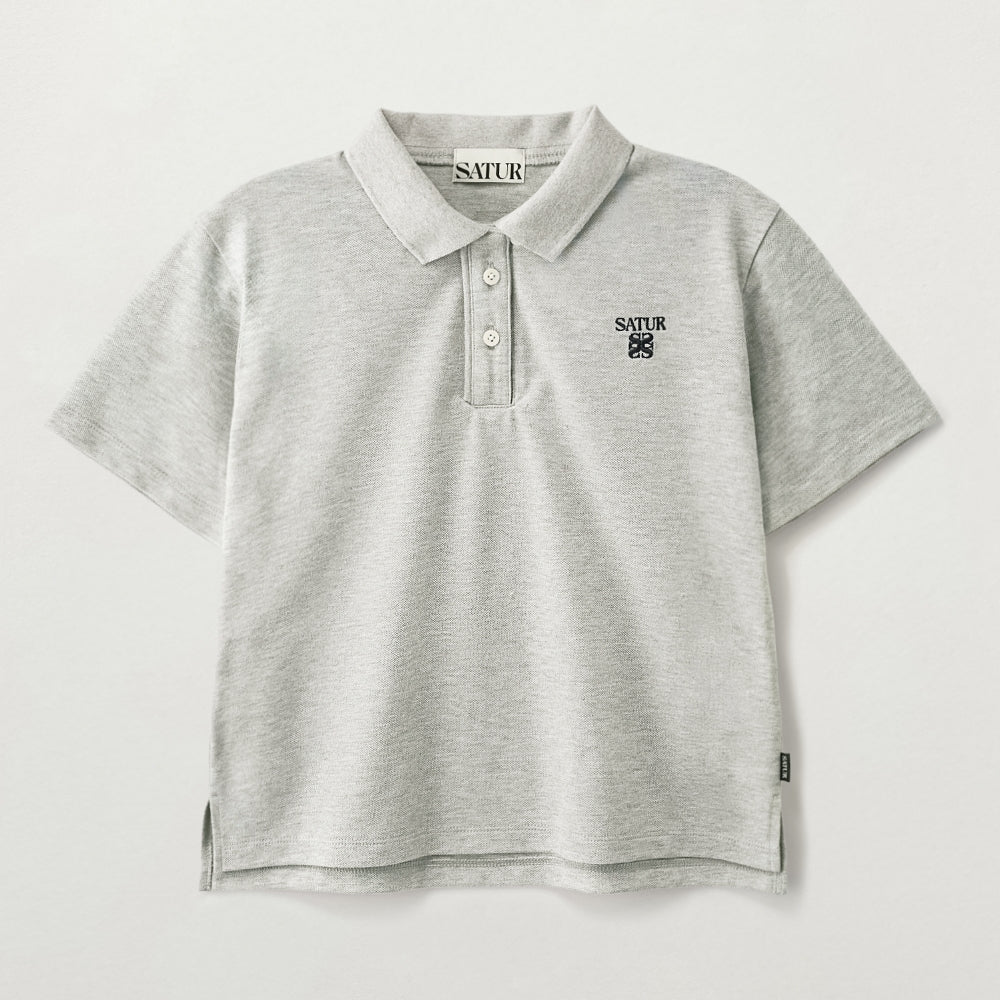 SATUR (W) Lauren Pique Polo Short Sleeve T-Shirt Melange Gray