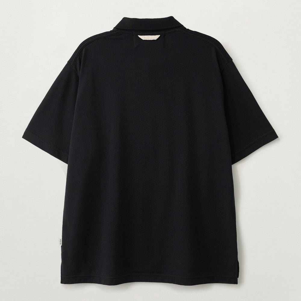 SATUR Lauren Pique Polo Short Sleeve T-Shirt Black