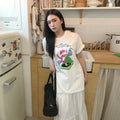 GENERAL IDEA WOMAN Dancing Cat Overfit Short Sleeve T-Shirt [WHITE] / GF2LTS519