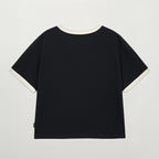SATUR (W) Arch Logo Ringer Short Sleeve T-Shirt Black