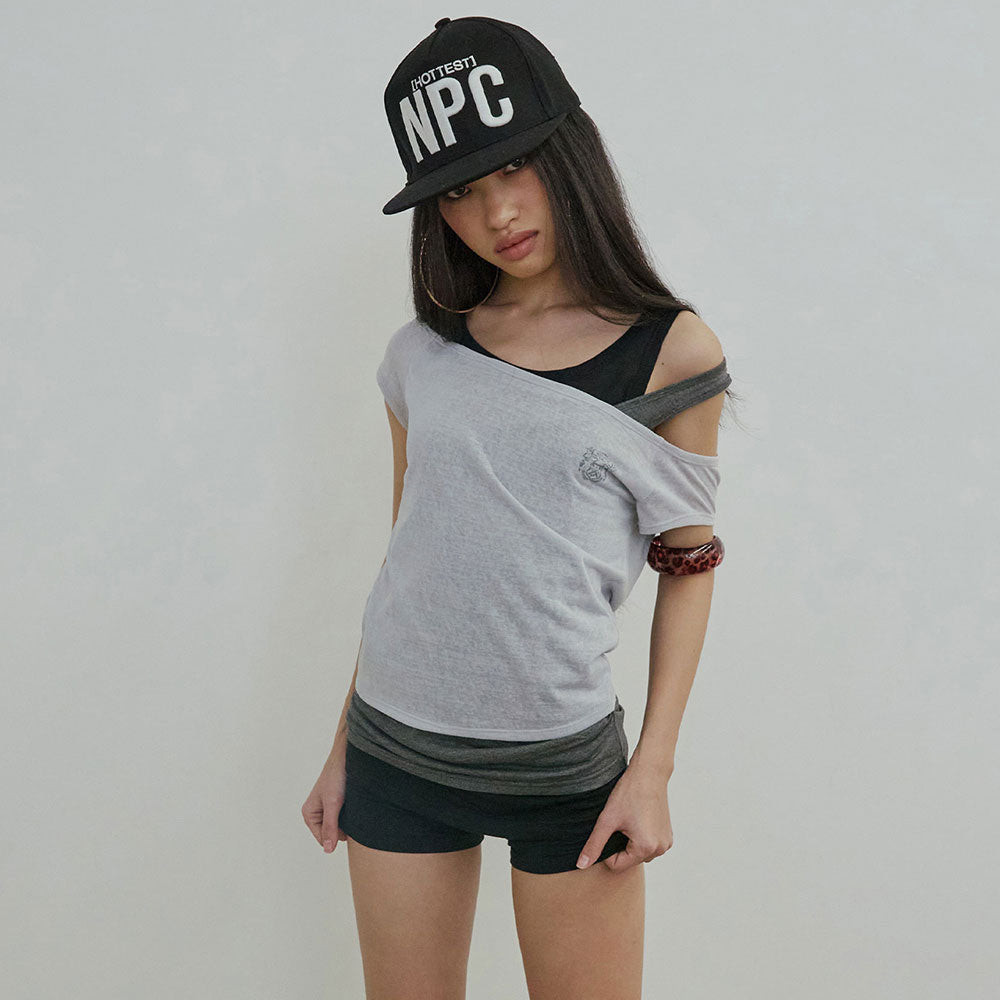 SCULPTOR Lazy Sleeveless Layered Tee Pale Gray
