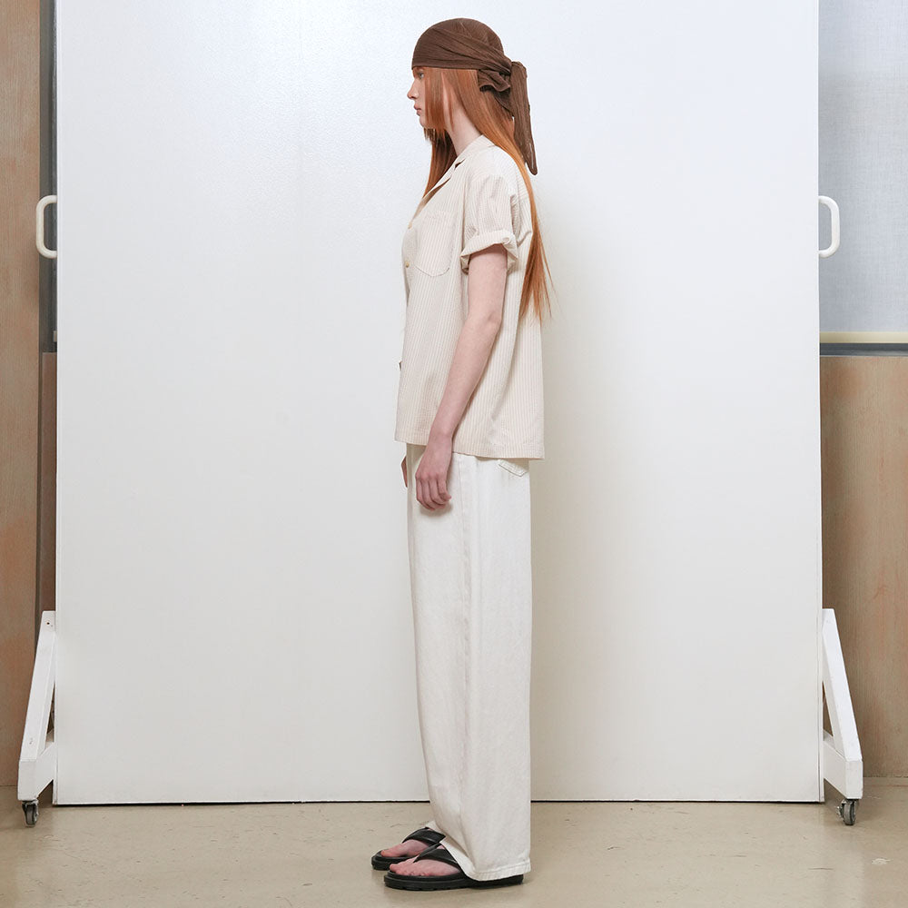 GENERAL IDEA WOMAN seersucker collar half shirt [BEIGE] / GF2LSH518