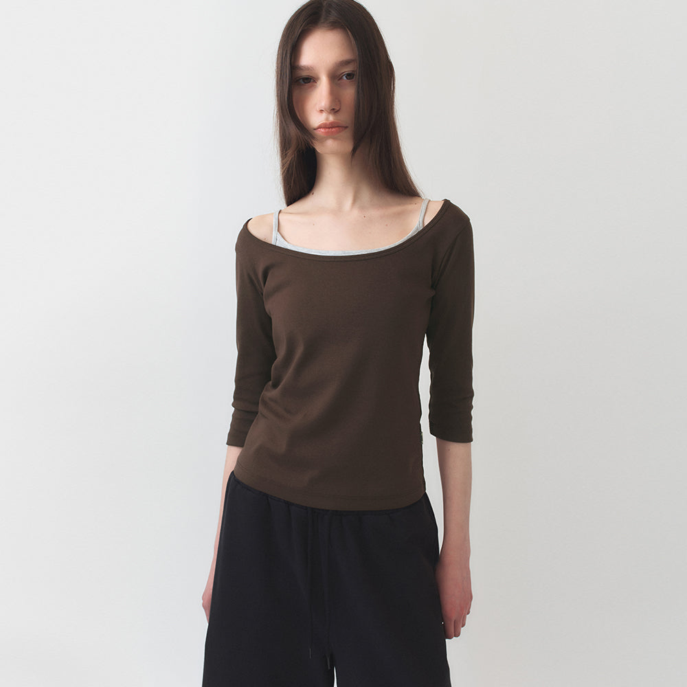 SYMMETRIC PERCENT Feminine 2-way Top / Brown