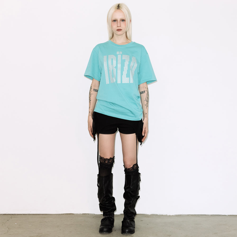 FANCY CLUB IBIZA RHINESTONE TEE (MINT) F26QB401