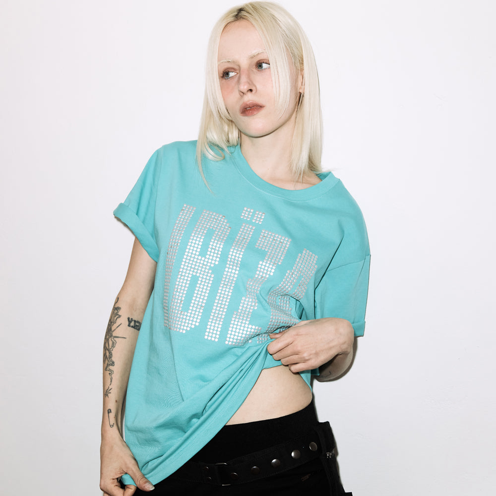 FANCY CLUB IBIZA RHINESTONE TEE (MINT) F26QB401
