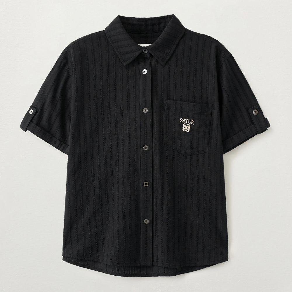 SATUR (W) Roll-up half shirt black
