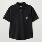 SATUR (W) Roll-up half shirt black
