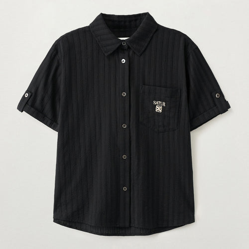 SATUR (W) Roll-up half shirt black