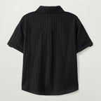 SATUR (W) Roll-up half shirt black