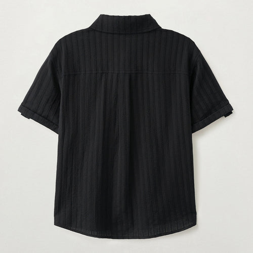 SATUR (W) Roll-up half shirt black