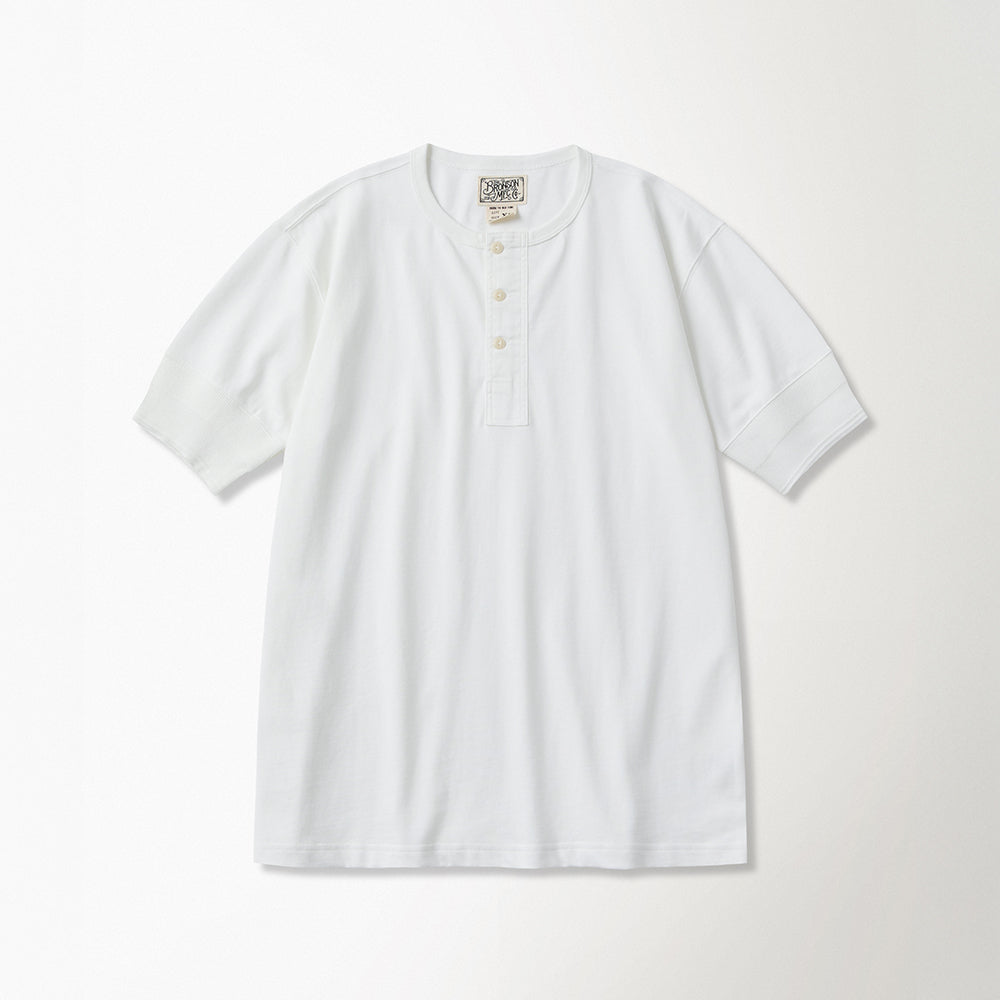BRONSON Vintage Short Sleeve Henley Tee White