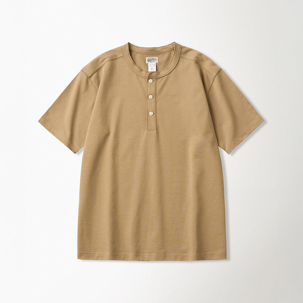 BRONSON 10.6 oz Cotton Short Sleeve Henley Tee Camel