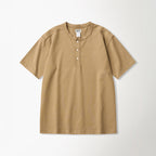 BRONSON 10.6 oz Cotton Short Sleeve Henley Tee Camel
