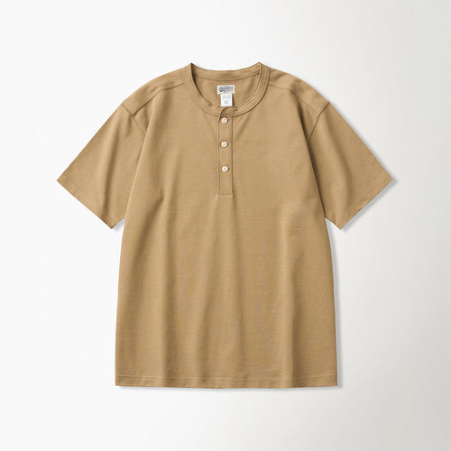 BRONSON 10.6 oz Cotton Short Sleeve Henley Tee Camel