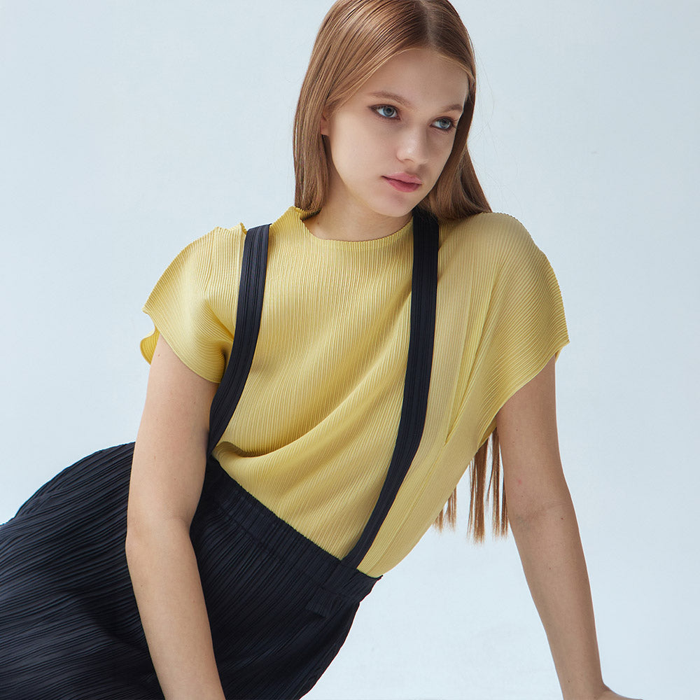 YOYOYOY Drop shoulder pin tuck pleated blouse_3colors
