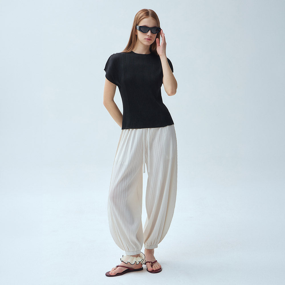 YOYOYOY Drop shoulder pin tuck pleated blouse_3colors