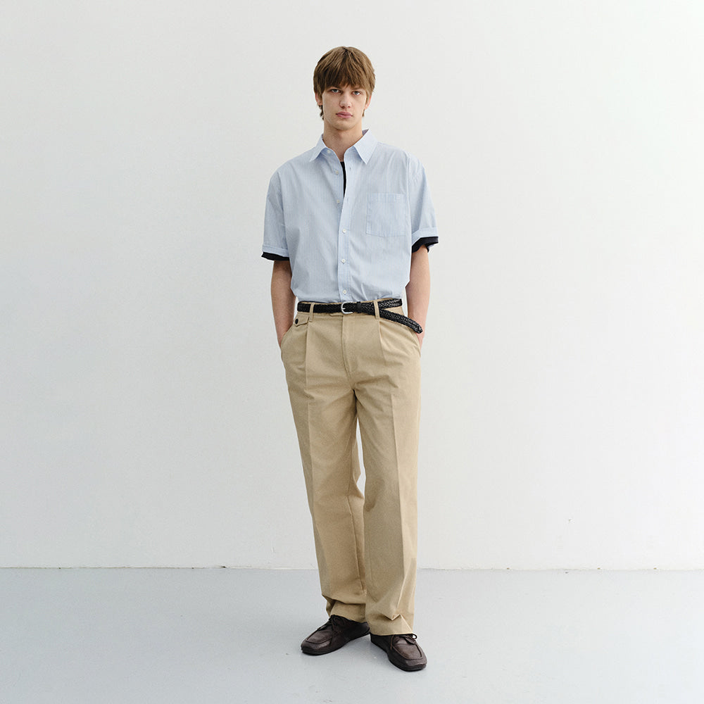 DUNST UNISEX OVERSIZED HALF SLEEVE STRIPED SHIRT SOFT BLUE STRIPE_UDSH6B148B1