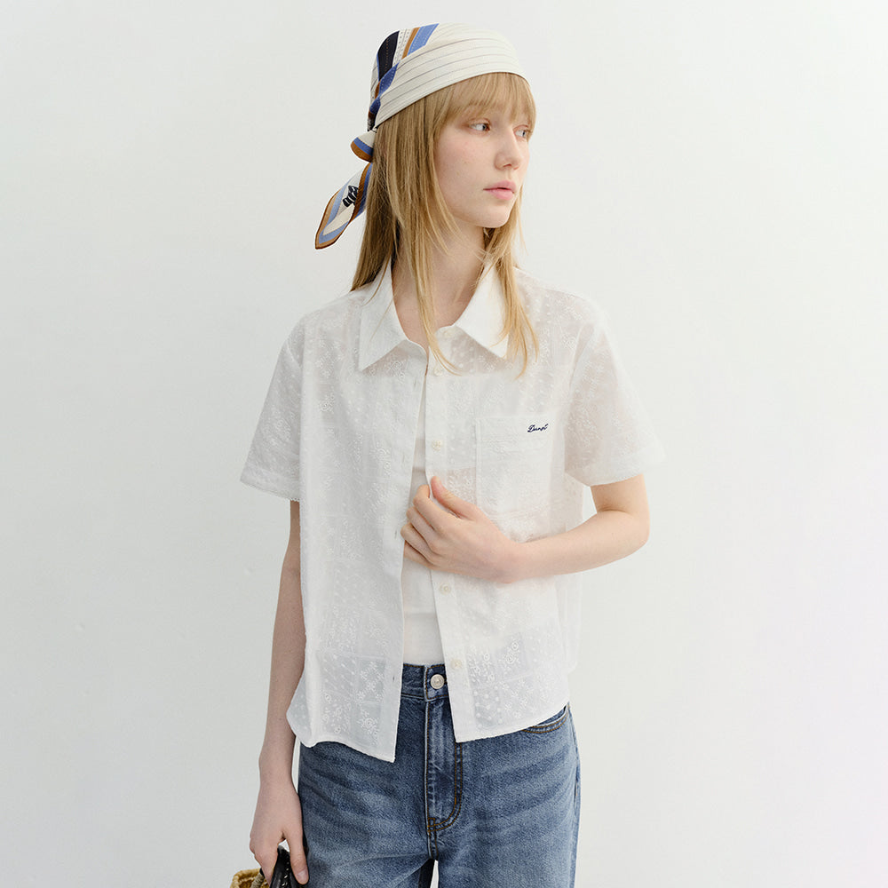 DUNST LACED ORGANIC CRAFTED SHIRT WHITE_UDSH6B221WT