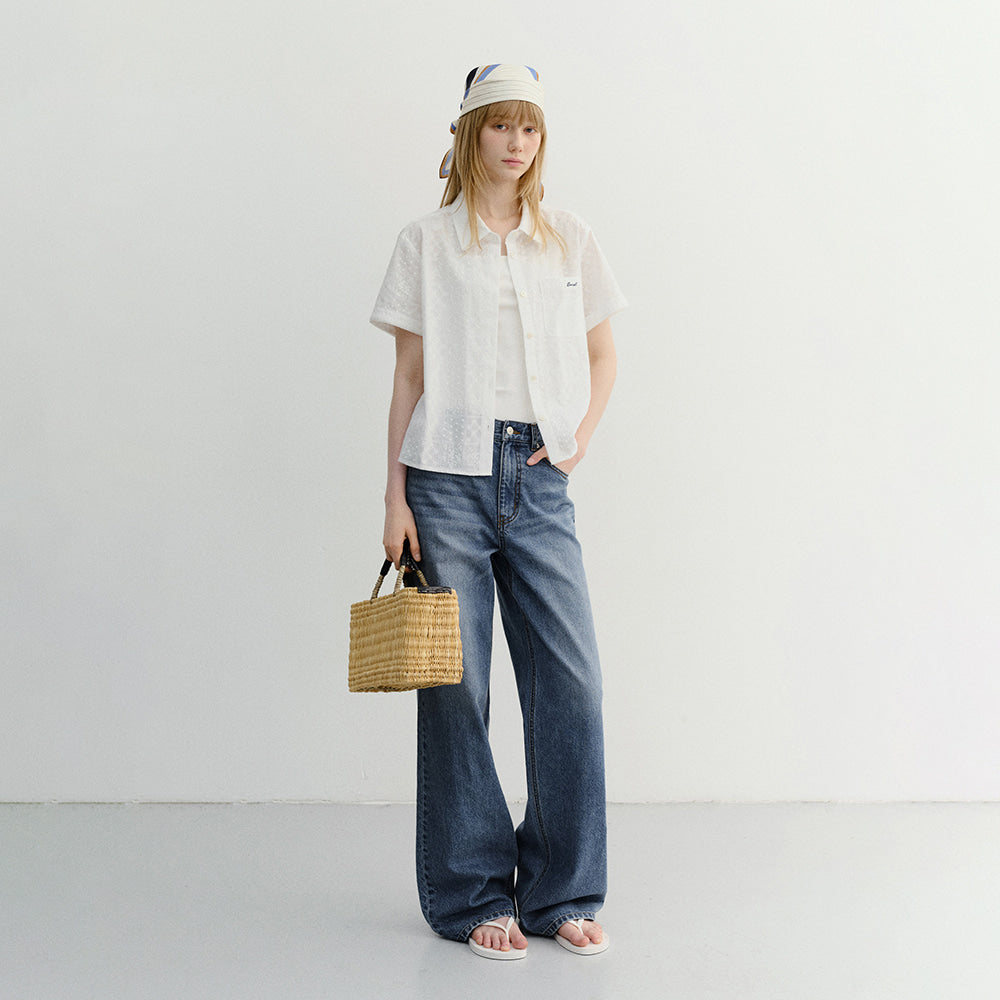 DUNST LACED ORGANIC CRAFTED SHIRT WHITE_UDSH6B221WT
