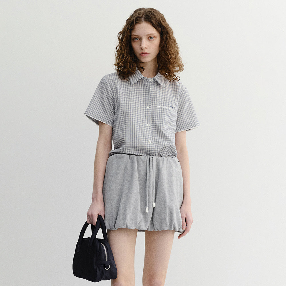 DUNST LACED CHECKED SHIRT BLUE CHECK_UDSH6B231B2