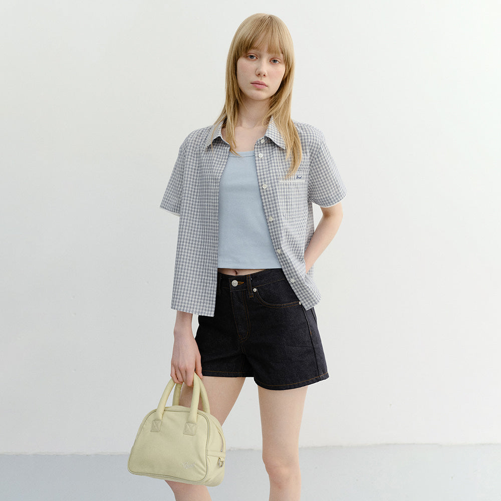 DUNST LACED CHECKED SHIRT BLUE CHECK_UDSH6B231B2