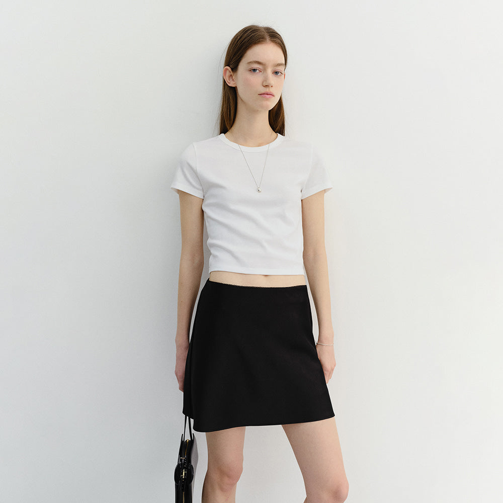 DUNST CROPPED SLIM TOP WHITE_UDTS6B224WT