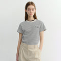 DUNST ESSENTIAL STRIPE LOGO T-SHIRT CREAM NAVY STRIPE_UDTS6B232CR