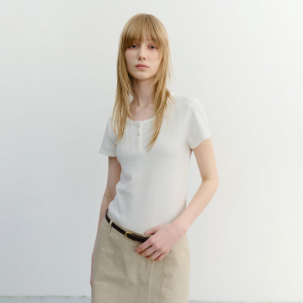 DUNST CLASSIC SCOOP NECK TOP IVORY_UDTS6B222IV