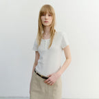 DUNST CLASSIC SCOOP NECK TOP IVORY_UDTS6B222IV