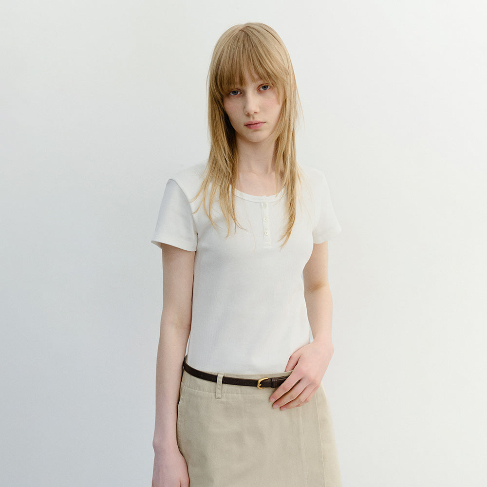 DUNST CLASSIC SCOOP NECK TOP IVORY_UDTS6B222IV