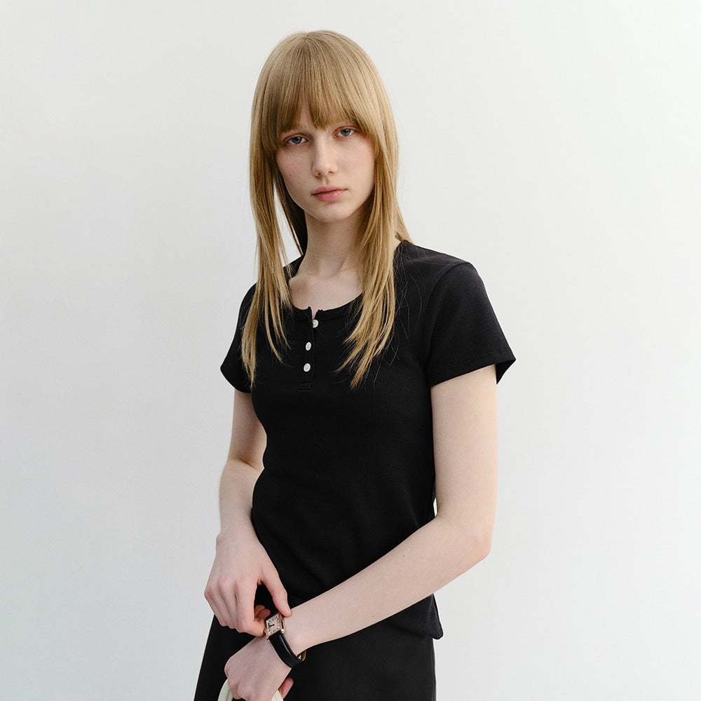 DUNST CLASSIC SCOOP NECK TOP BLACK_UDTS6B222BK