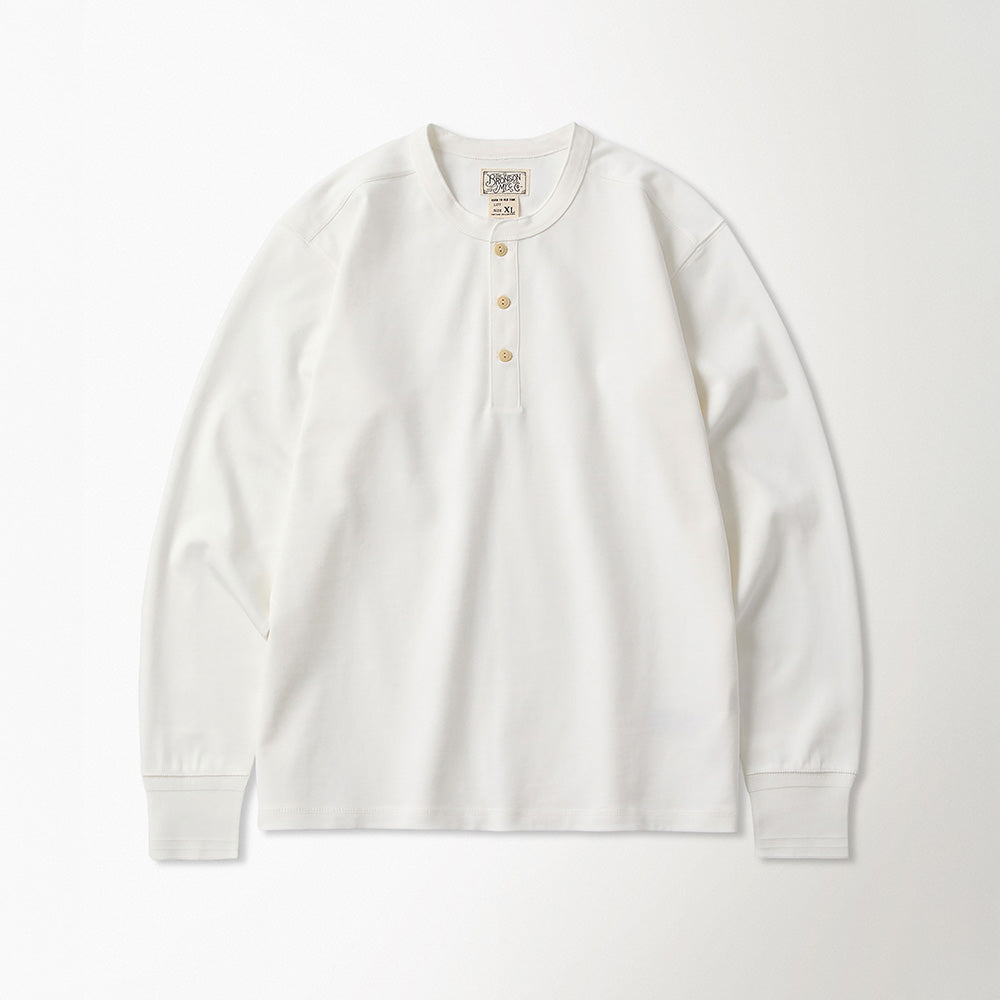 BRONSON Vintage Long Sleeve Henley Shirt White