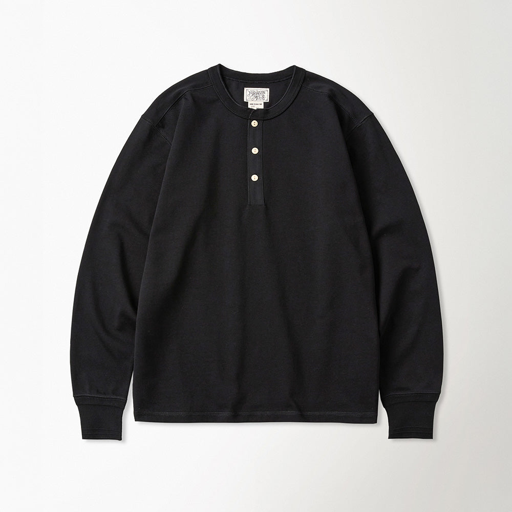 BRONSON Vintage Long Sleeve Henley Shirt Black