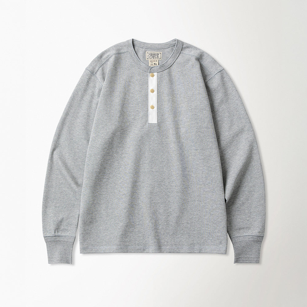 BRONSON Vintage Long Sleeve Henley Shirt Grey