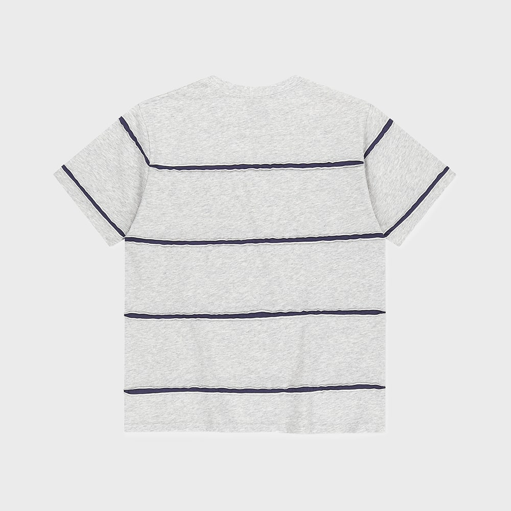 SUNLOVE Raw Edge Stripe Tee Heather Grey