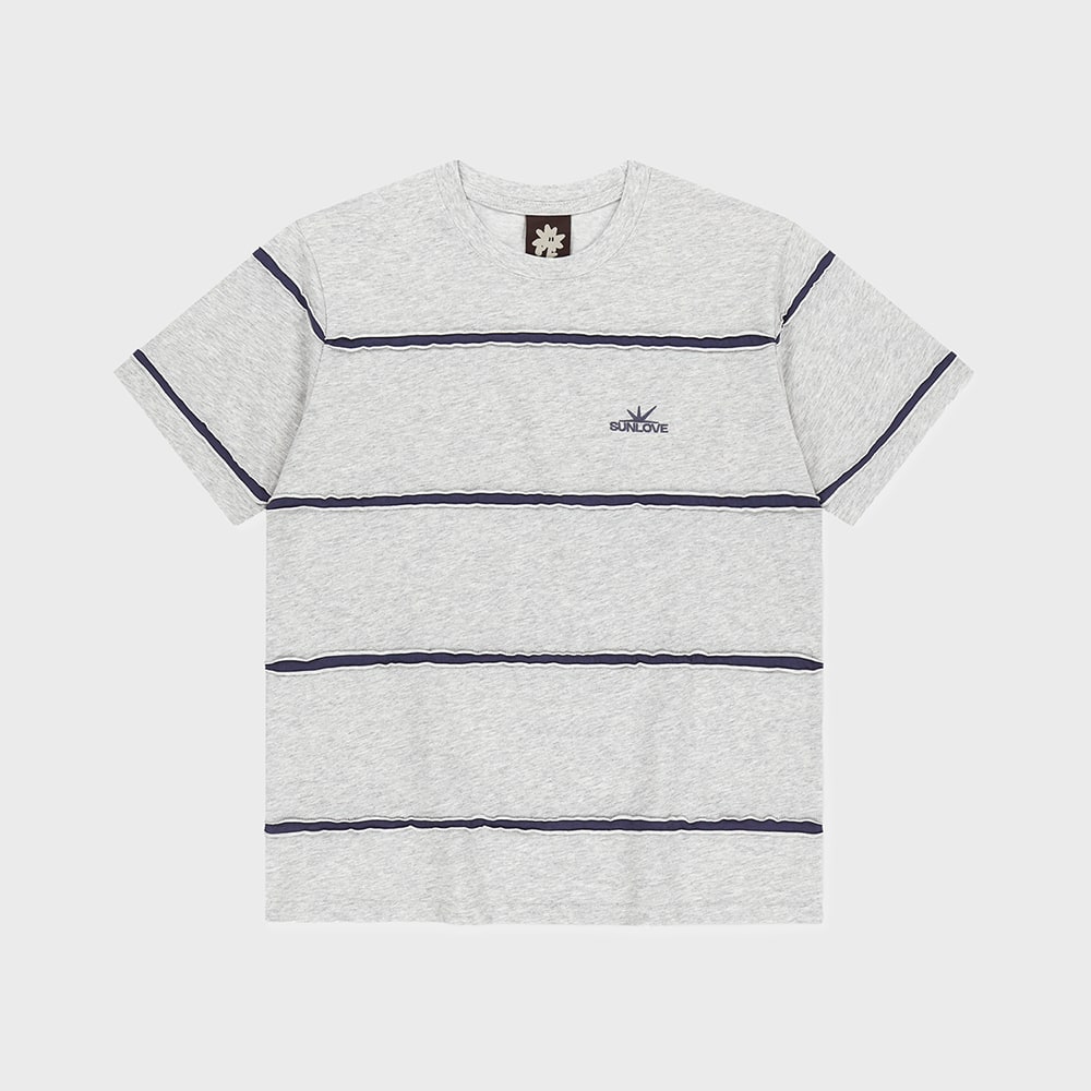 SUNLOVE Raw Edge Stripe Tee Heather Grey