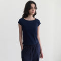 ANDNEEDS Pebble lace scoop tee (navy)