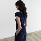 ANDNEEDS Pebble lace scoop tee (navy)