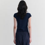 ANDNEEDS Pebble lace scoop tee (navy)