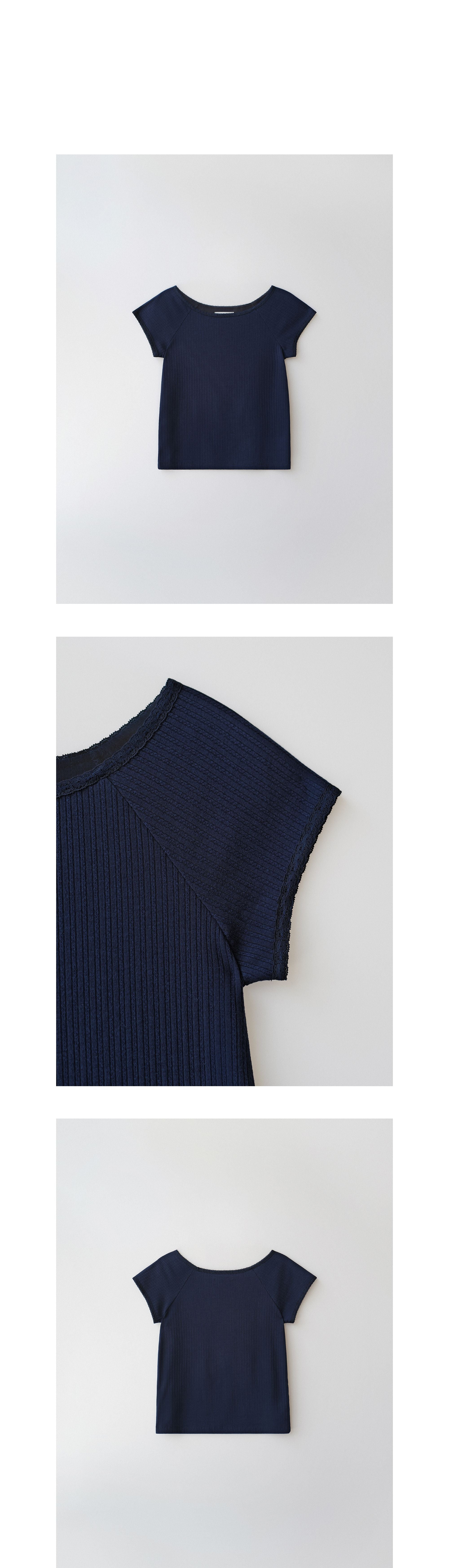 ANDNEEDS Pebble lace scoop tee (navy)