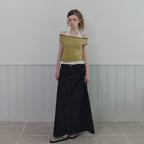 TWEE Epiton color combination off-shoulder T-shirt