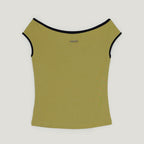 TWEE Epiton color combination off-shoulder T-shirt